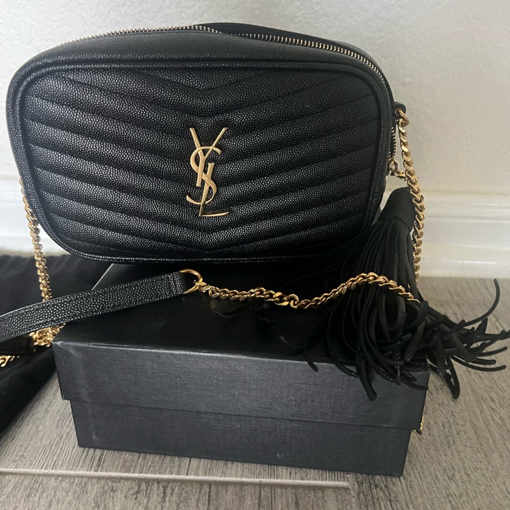 Yves Saint Laurent Black Crossbody with Gold Chain